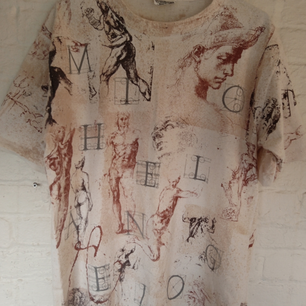 Men's 90's Wildwood Productions Michael Angelo All Over Print Shirt Size L, USA